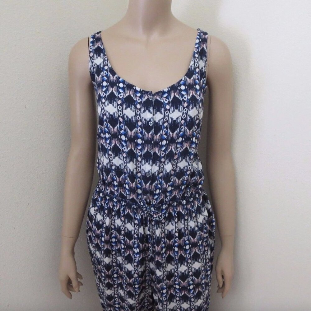 Hollister Womens Printed Jumper Size Large Romper Blue & White